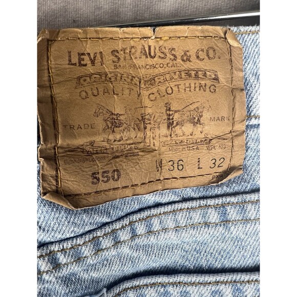 VTG Levis 550 Mens Light Wash Orange Tab Relaxed Fit Tapered Leg Jeans Sz 36x32 - Picture 6 of 7